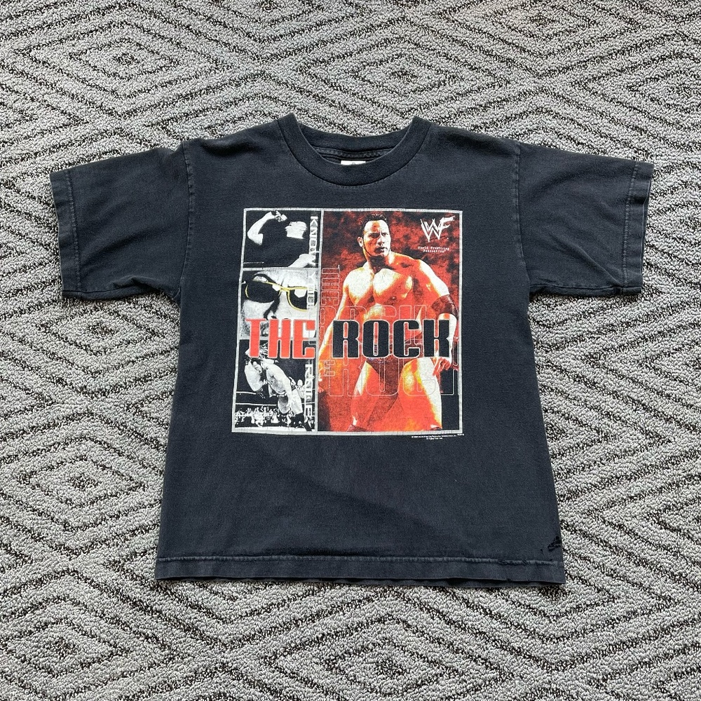 Vintage 2000 WWF The Rock Layeth The Smacketh Down! T-Shirt Size Youth Large